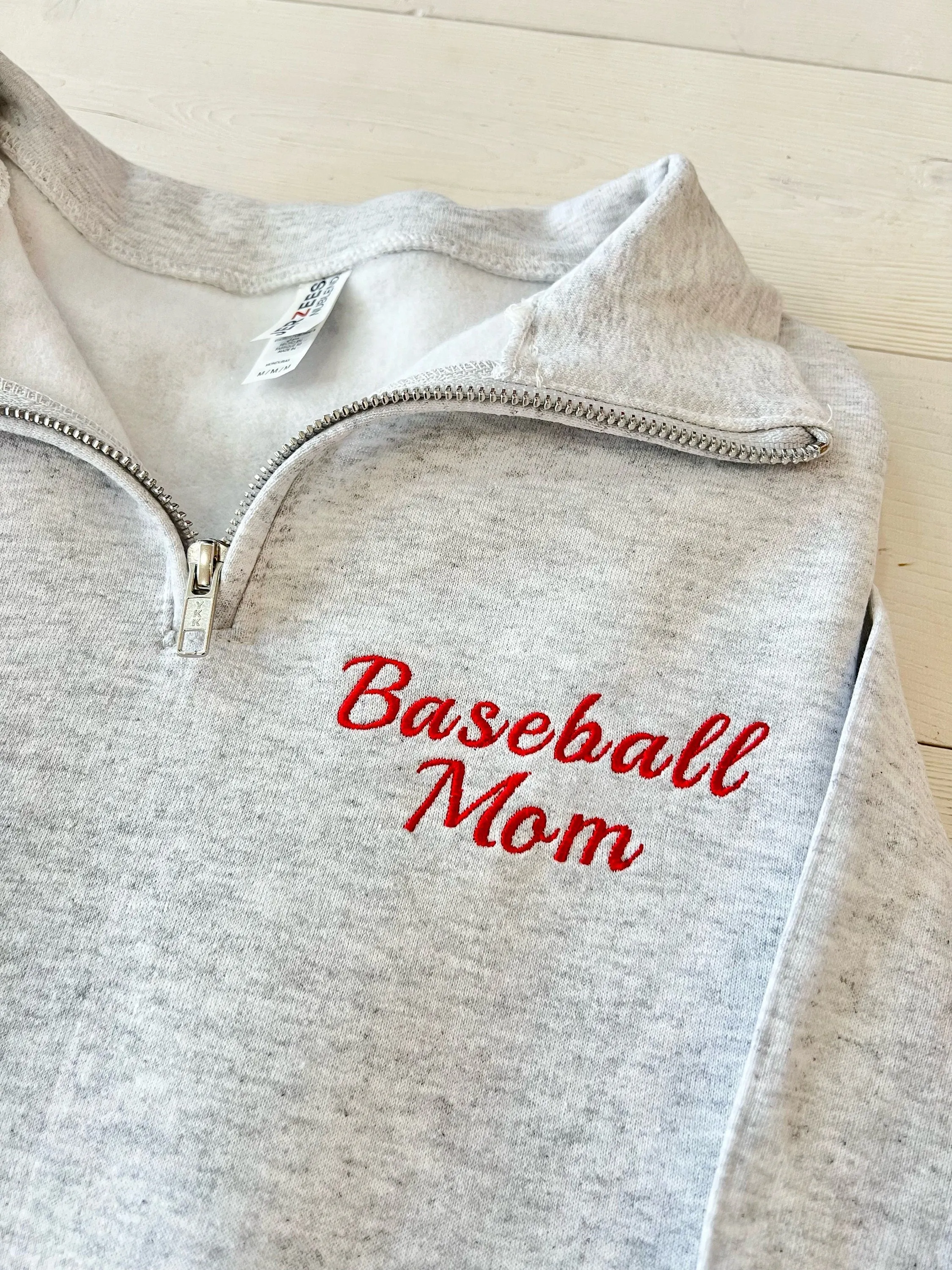 Embroidered Custom Baseball Mom Quarter Zip Pullover