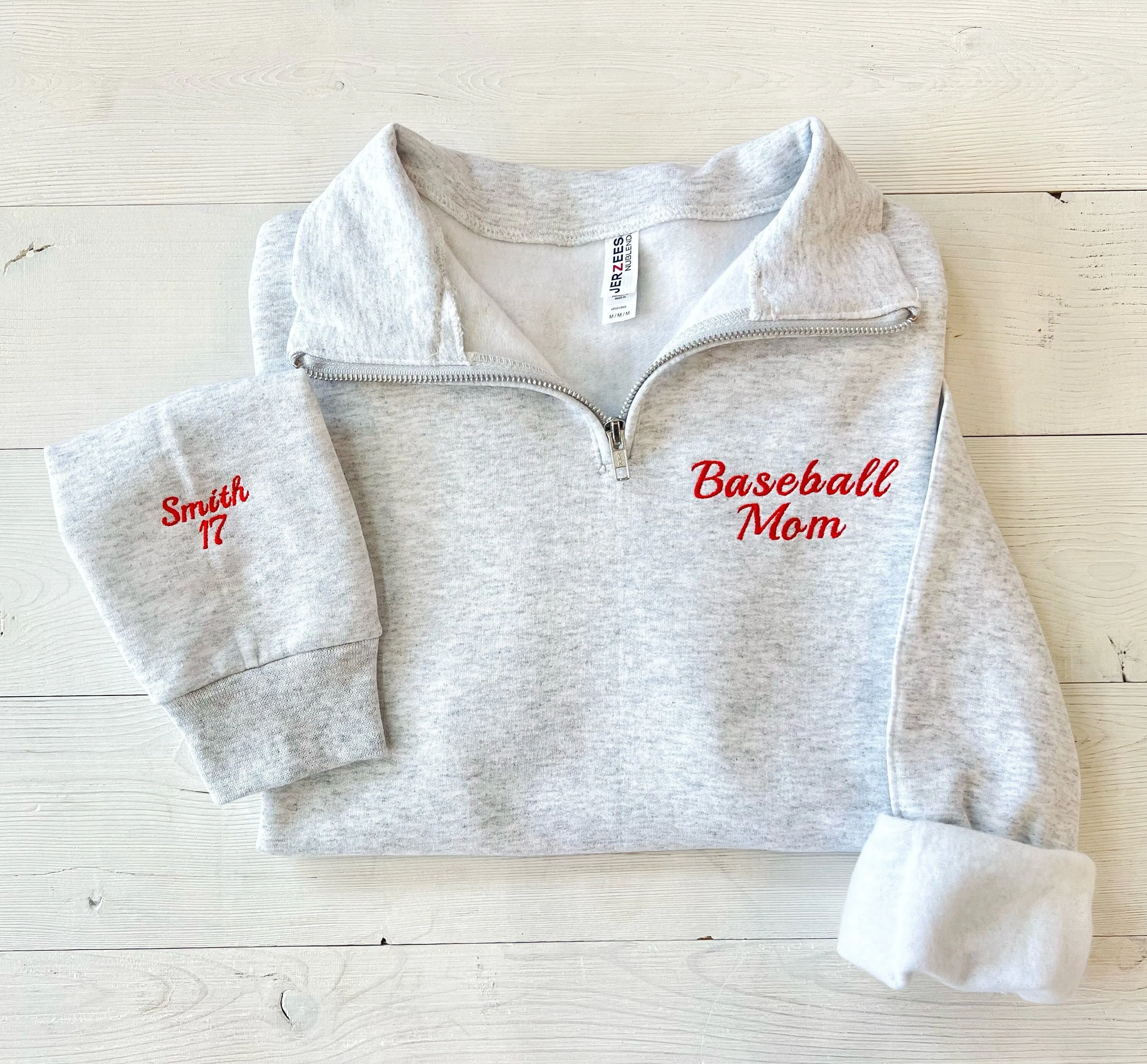 Embroidered Custom Baseball Mom Quarter Zip Pullover