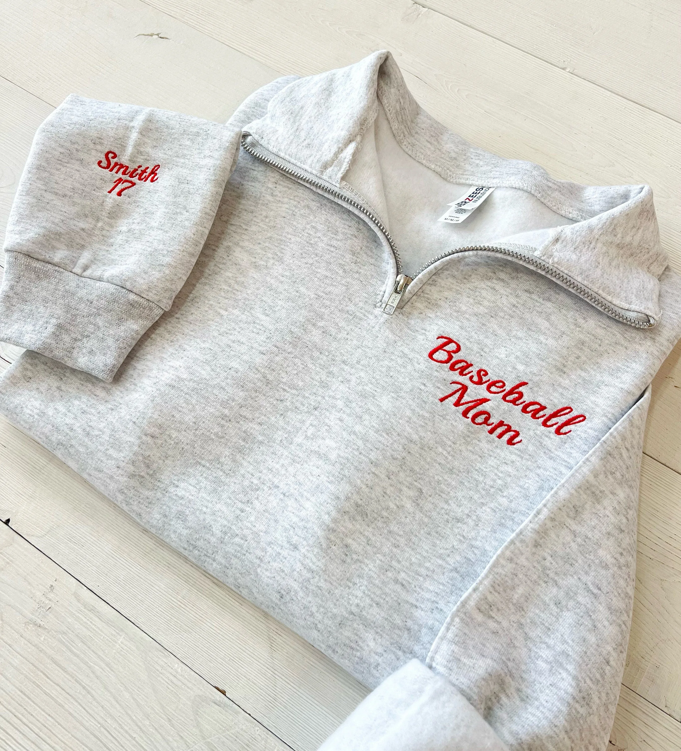 Embroidered Custom Baseball Mom Quarter Zip Pullover