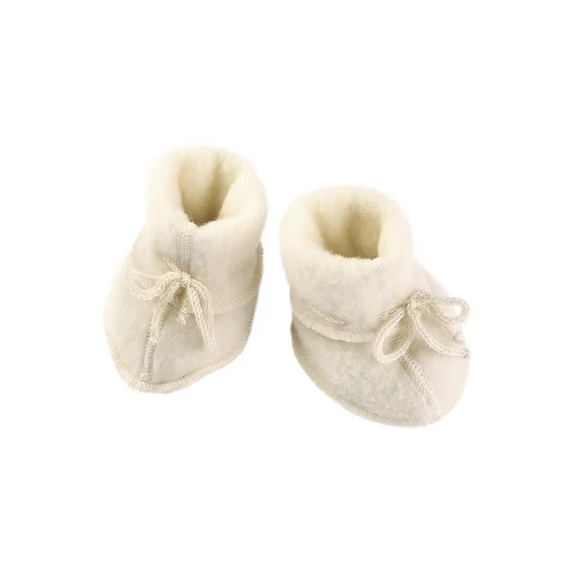 Engel  Baby booties with ribbon, natural wool fleece