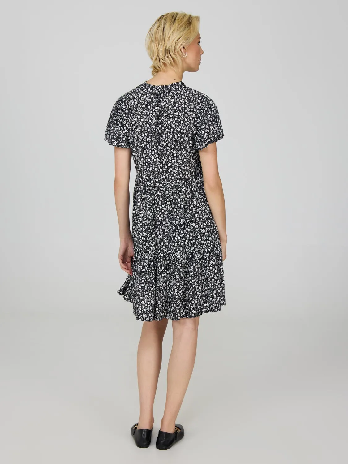 Floral Print Flutter Sleeve Mini Dress