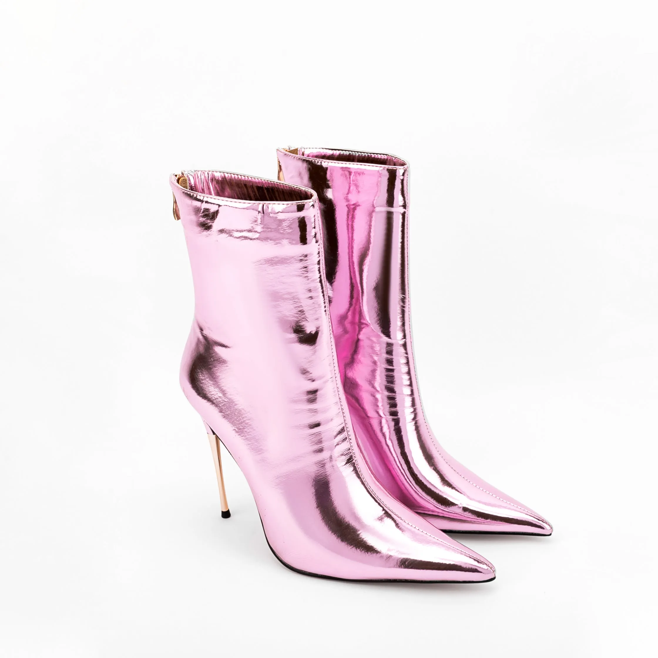 Glitter Metallic Pointed Toe Stiletto High Heel Booties