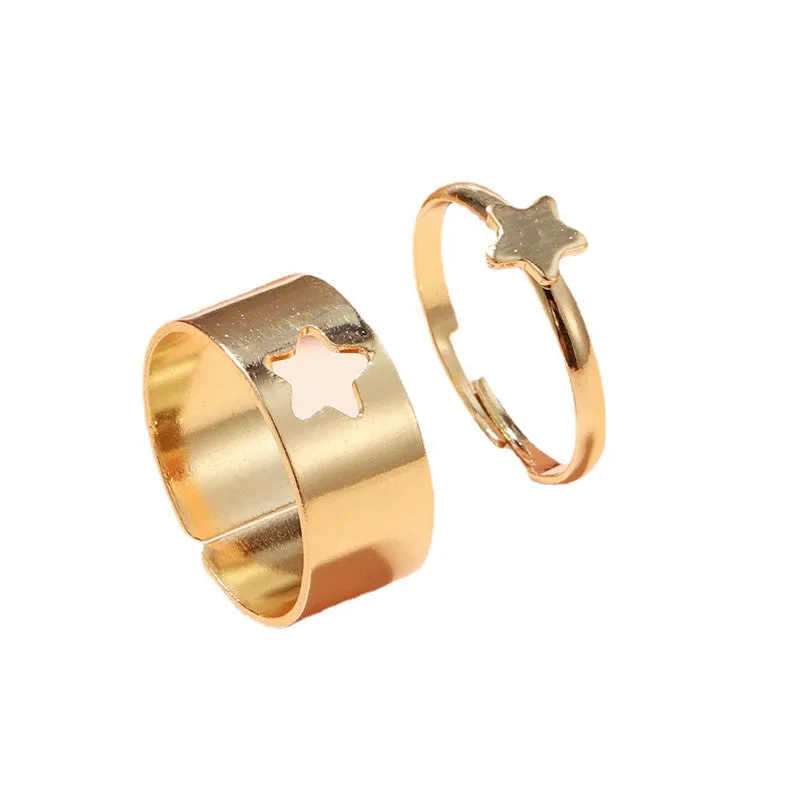 Golden Star Matching Wrap Finger Couple Ring
