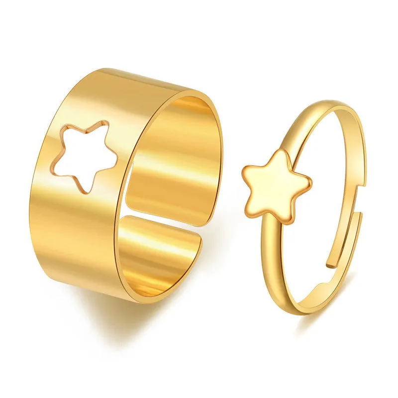 Golden Star Matching Wrap Finger Couple Ring