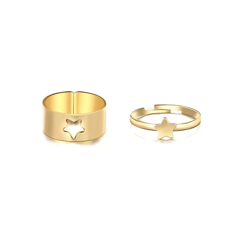 Golden Star Matching Wrap Finger Couple Ring