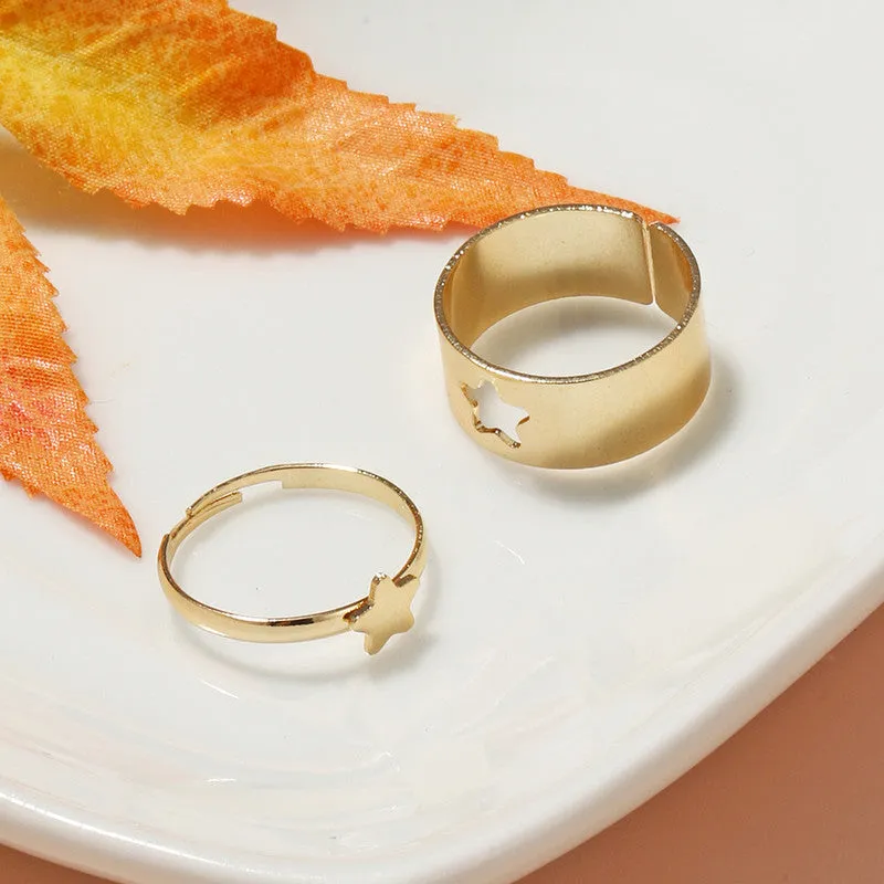 Golden Star Matching Wrap Finger Couple Ring