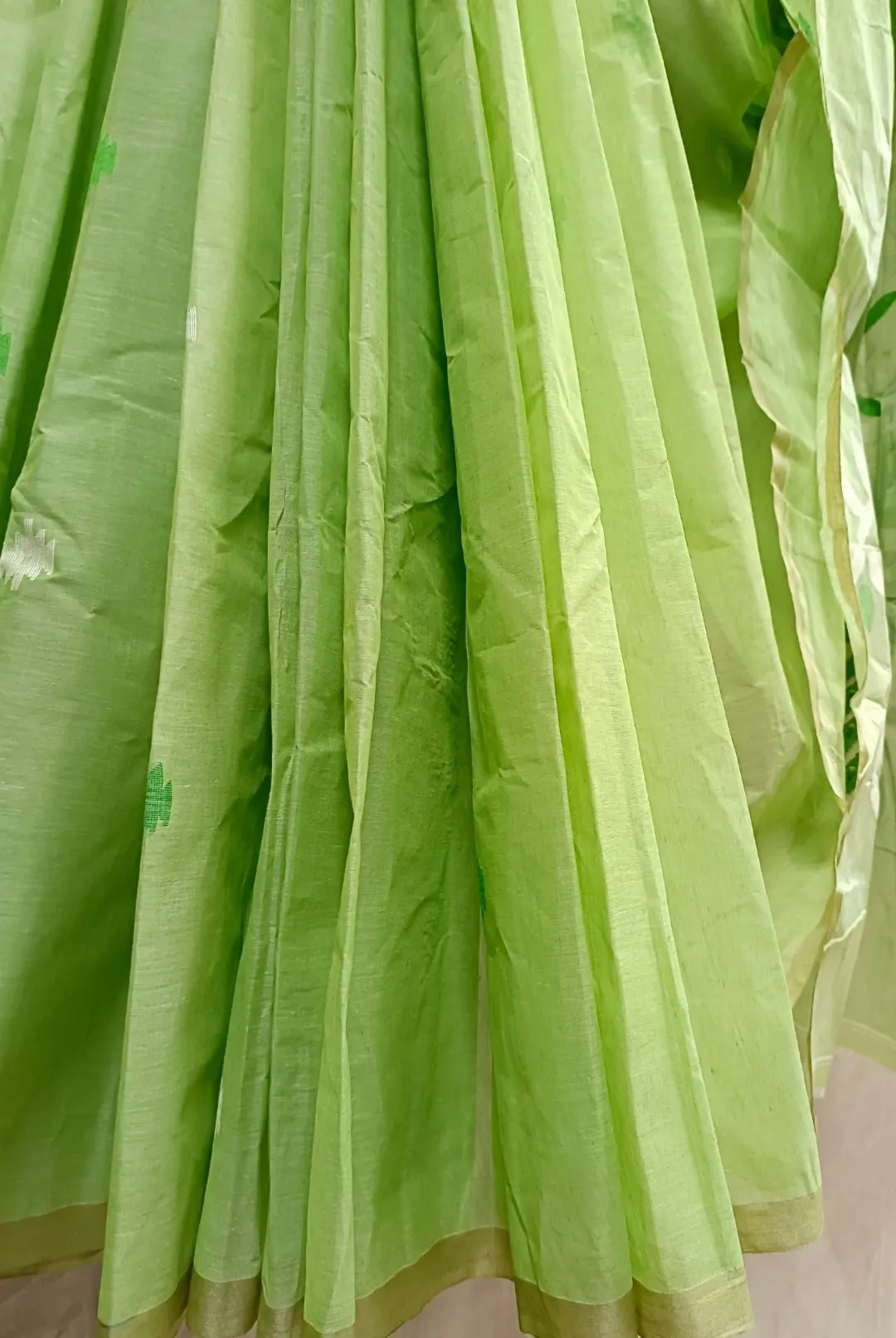 Green Handloom Traditional Cotton Jamdani Saree