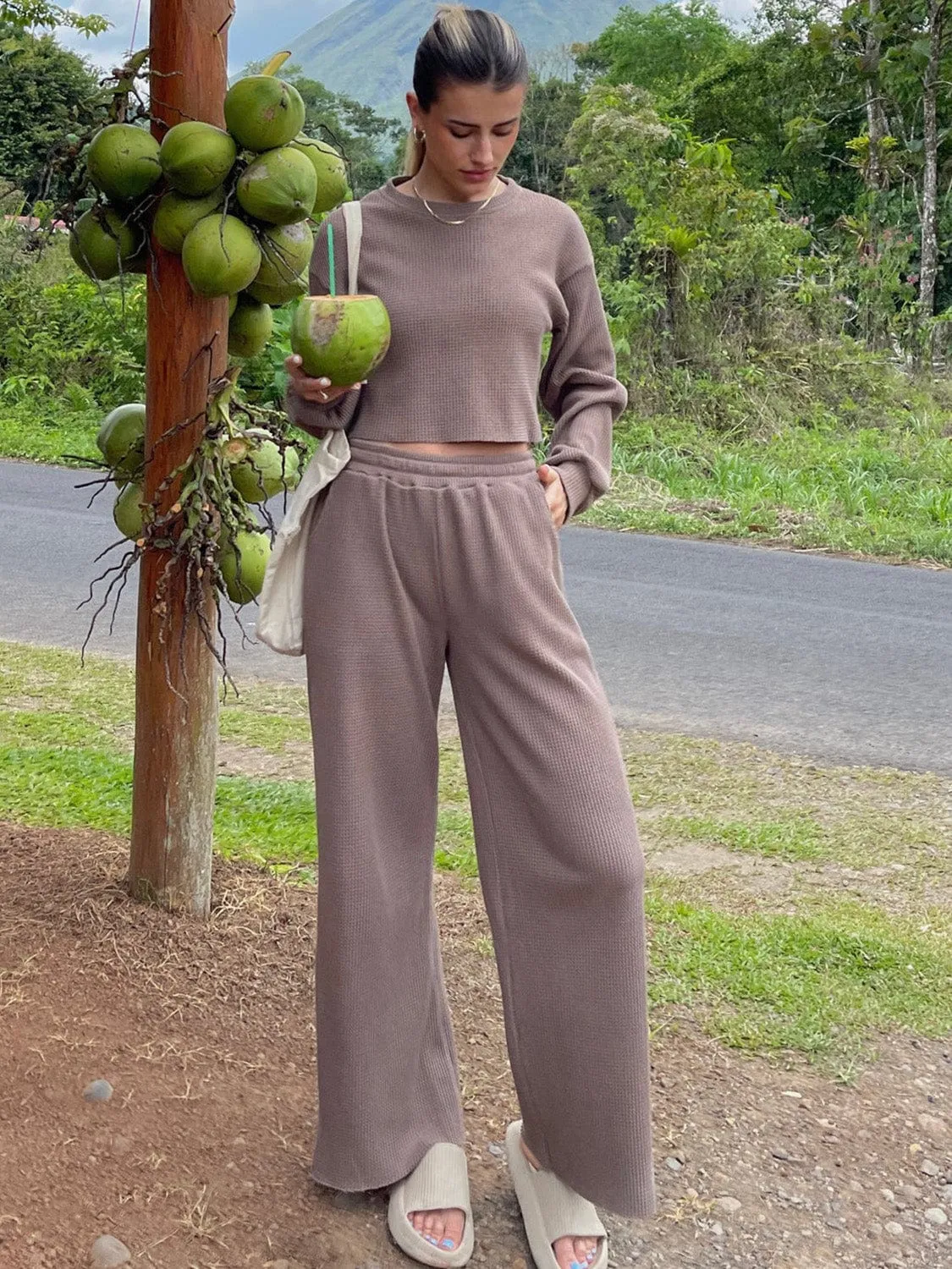 GYPSY - Waffle Knit Top & Pants Set