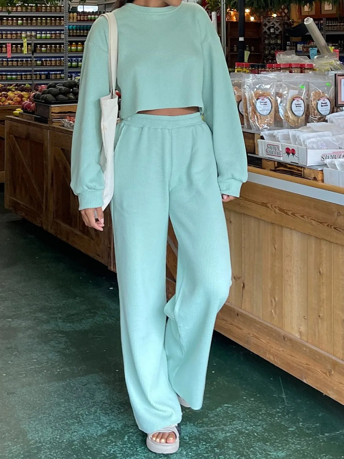 GYPSY - Waffle Knit Top & Pants Set