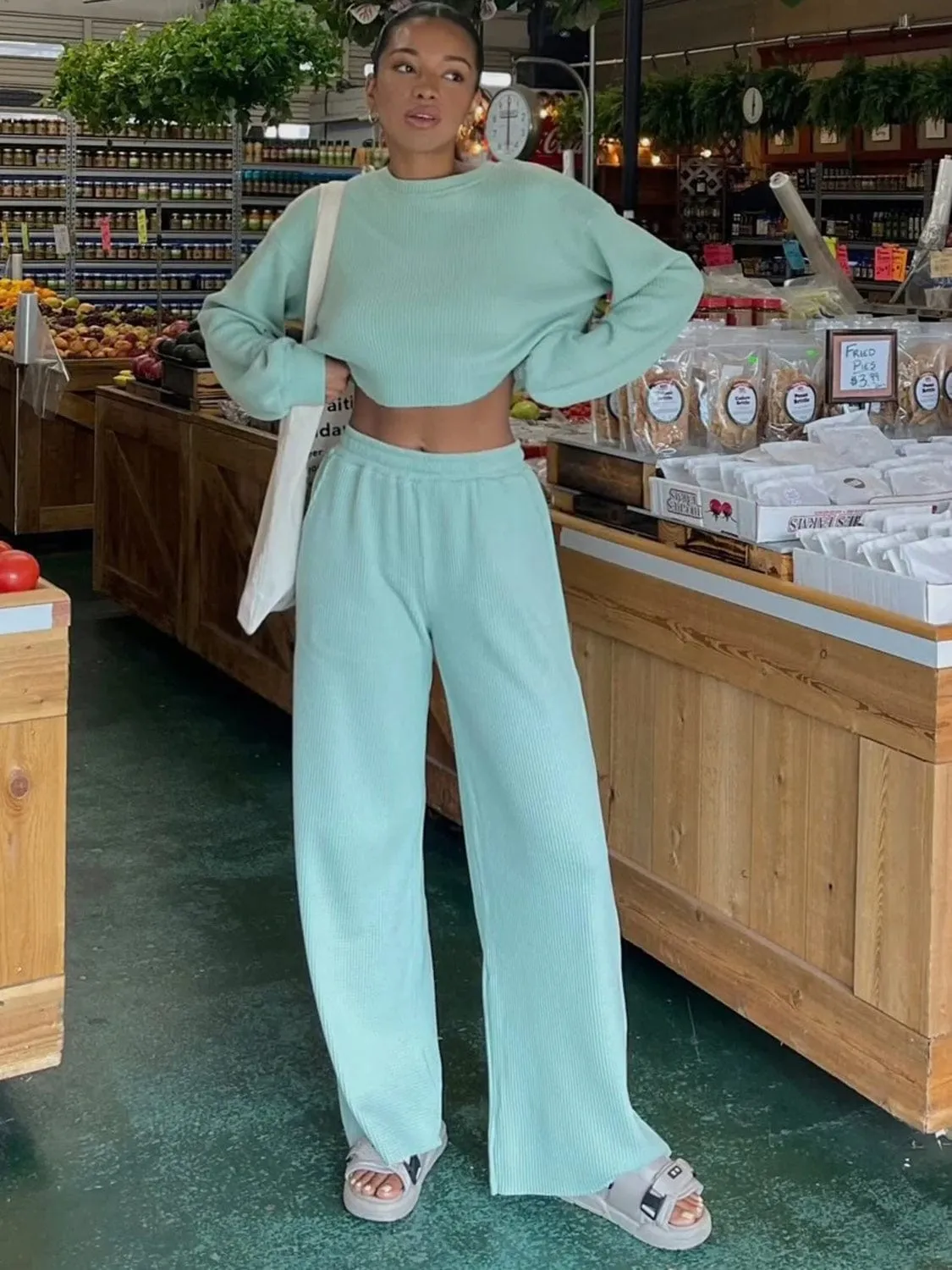GYPSY - Waffle Knit Top & Pants Set