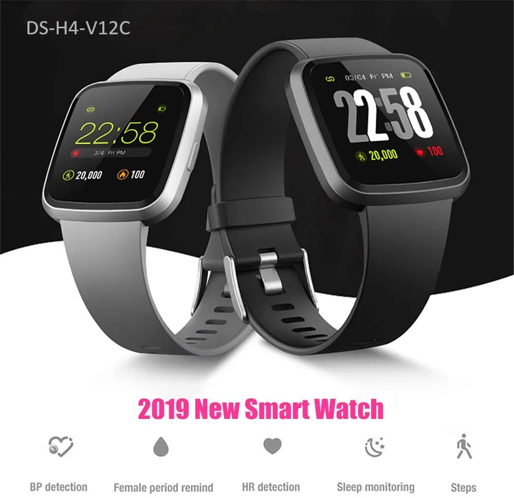 H4 Fitness Health 2in1 Smart Watch for Men Women Smartwatch with All-Day Heart Rate Monitor Activitity Tracker IP67 Waterproof Bluetooth Running Sports Pedometer Watch for Android & iOS phones (Gray)