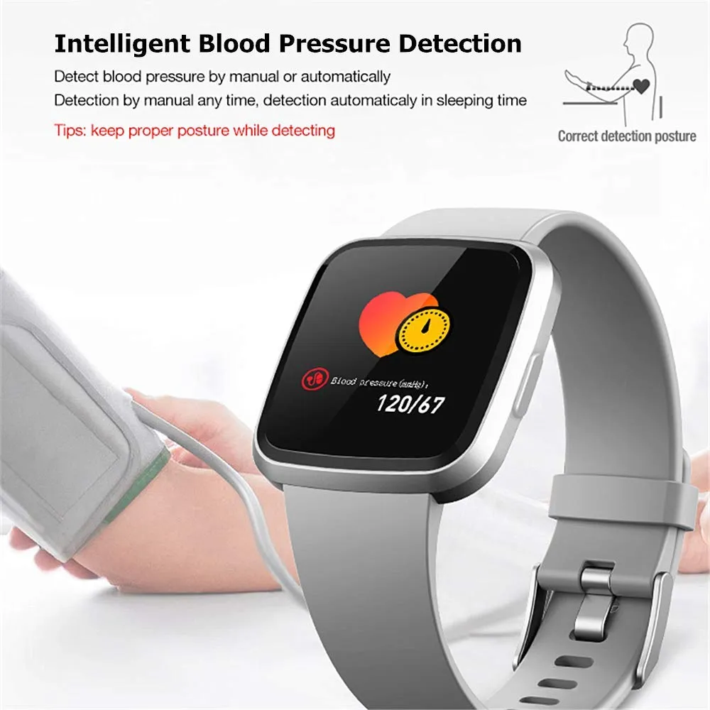 H4 Fitness Health 2in1 Smart Watch for Men Women Smartwatch with All-Day Heart Rate Monitor Activitity Tracker IP67 Waterproof Bluetooth Running Sports Pedometer Watch for Android & iOS phones (Gray)