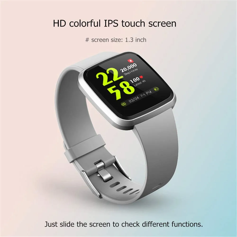 H4 Fitness Health 2in1 Smart Watch for Men Women Smartwatch with All-Day Heart Rate Monitor Activitity Tracker IP67 Waterproof Bluetooth Running Sports Pedometer Watch for Android & iOS phones (Gray)