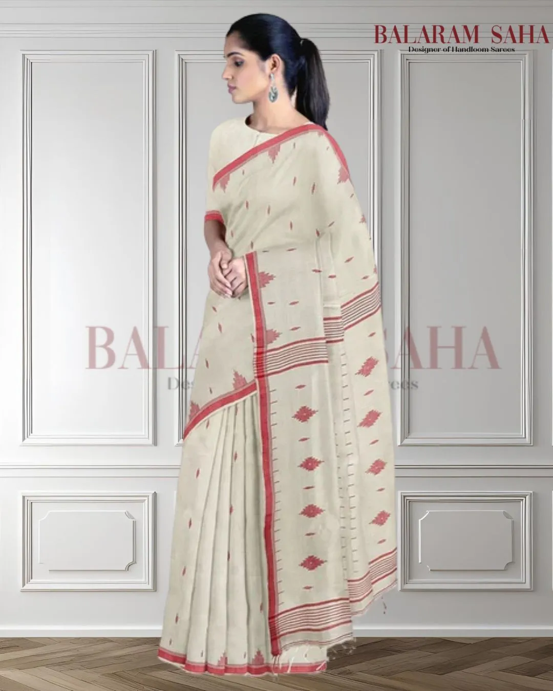 Handspun Soft Cotton Handwoven Jamdani Saree