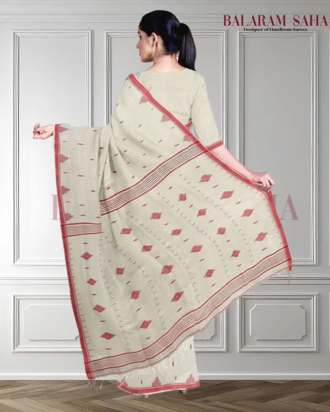 Handspun Soft Cotton Handwoven Jamdani Saree