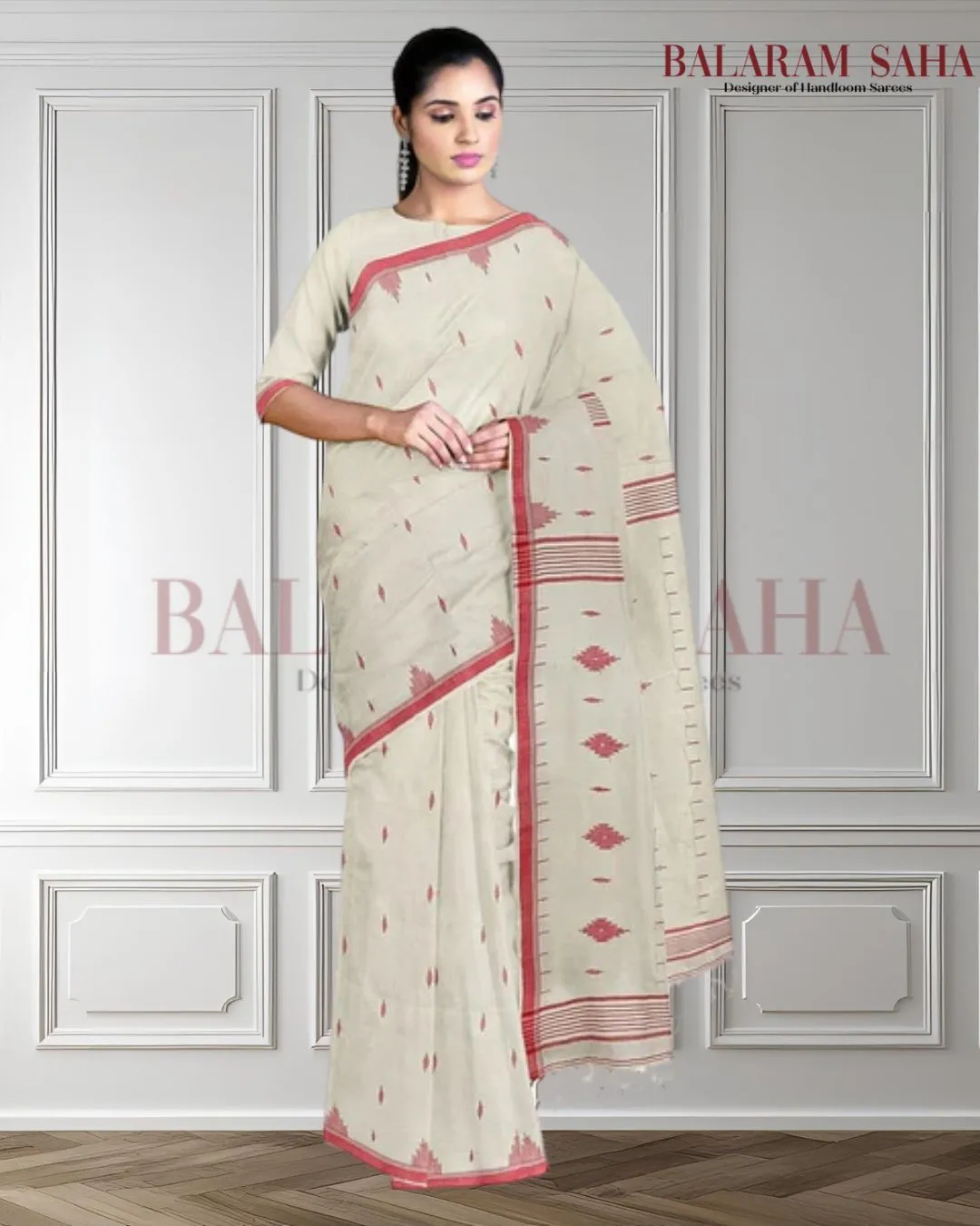Handspun Soft Cotton Handwoven Jamdani Saree