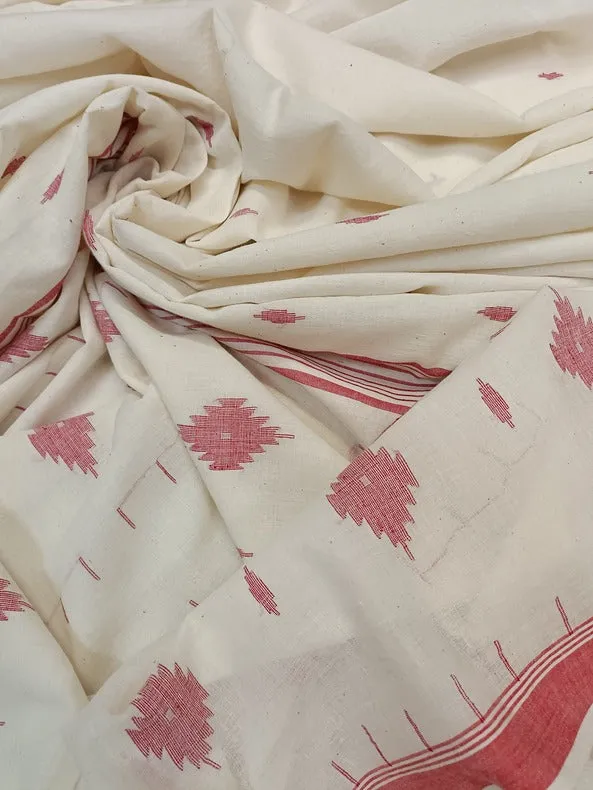 Handspun Soft Cotton Handwoven Jamdani Saree