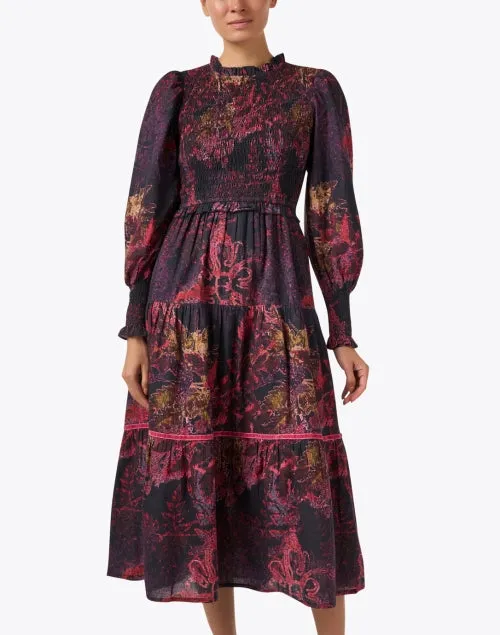 Ivy Magenta Print Cotton Dress