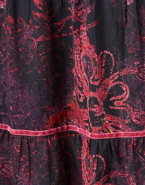 Ivy Magenta Print Cotton Dress