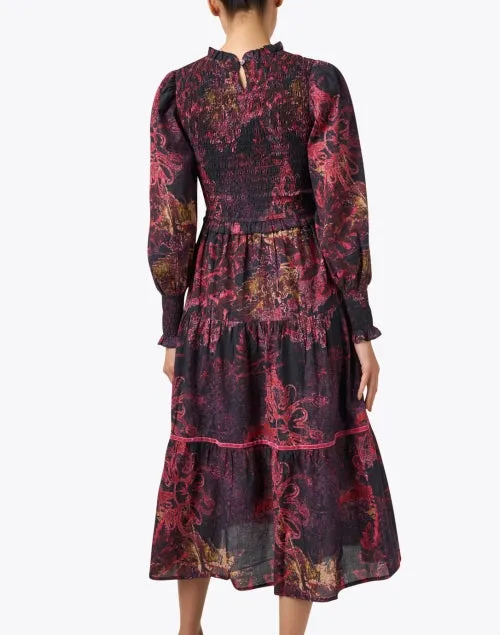 Ivy Magenta Print Cotton Dress