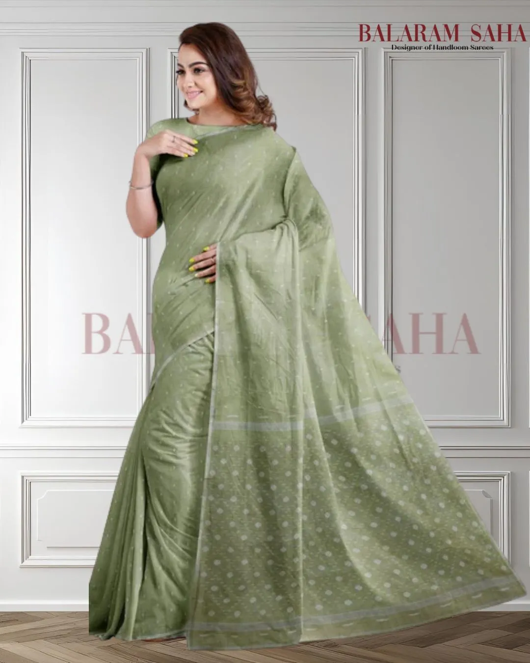 Light Green Handloom Traditional Cotton Jamdani Saree