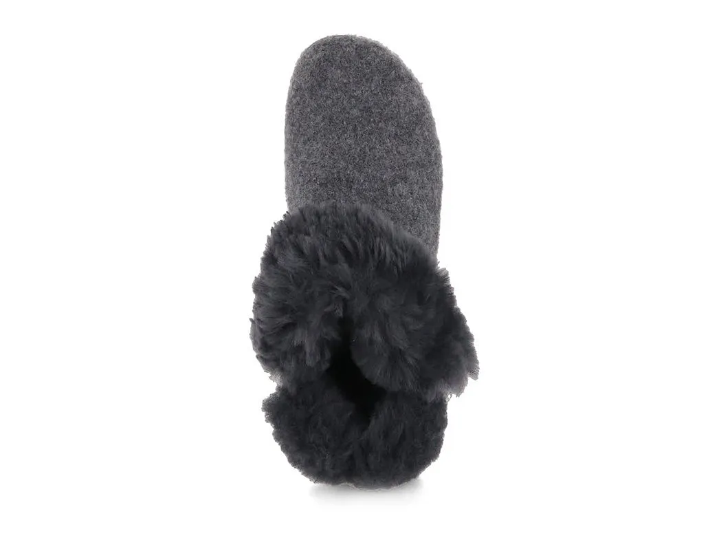 Living Kitzbühel Women Boiled Wool Lambskin Slippers 'Slip On Premium', gray