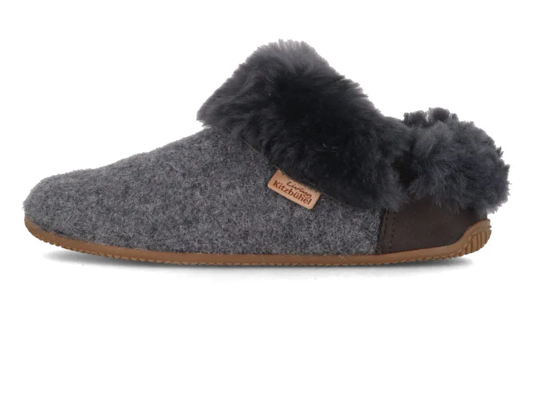 Living Kitzbühel Women Boiled Wool Lambskin Slippers 'Slip On Premium', gray