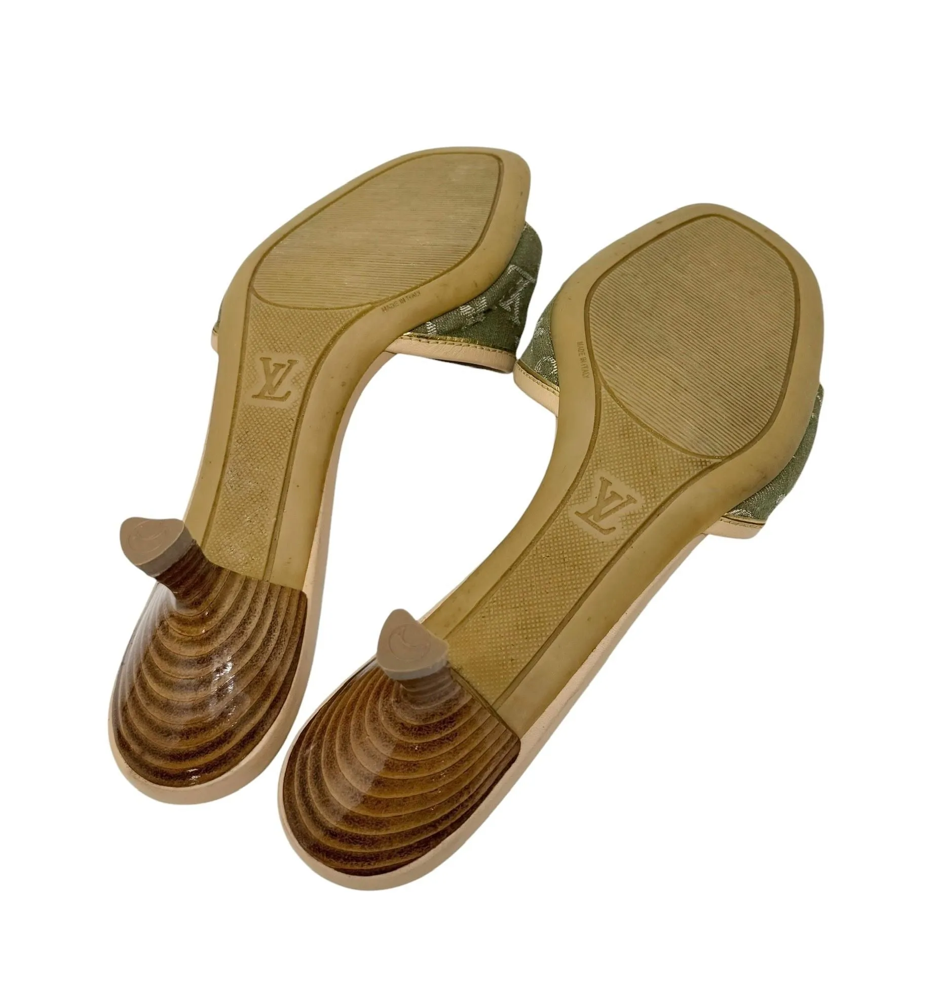 Louis Vuitton Olive Denim Kitten Heels