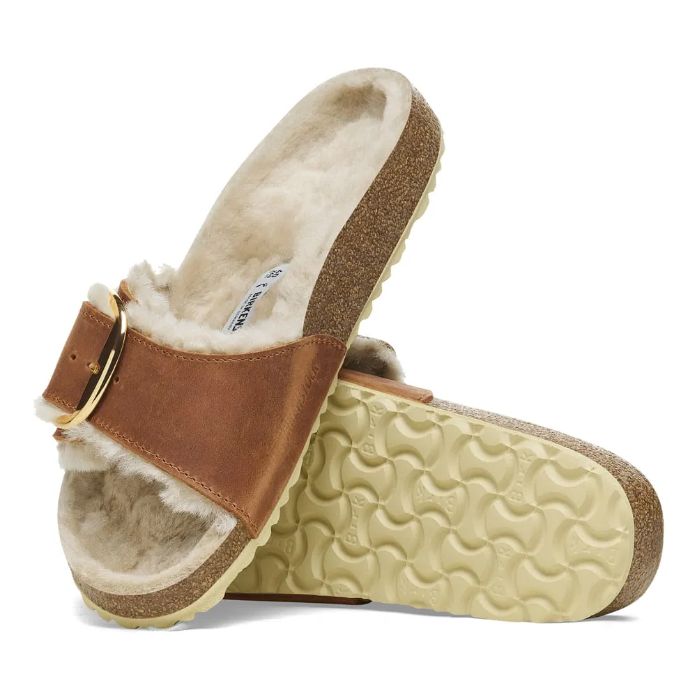 Madrid Big Buckle Shearling Oiled Leather