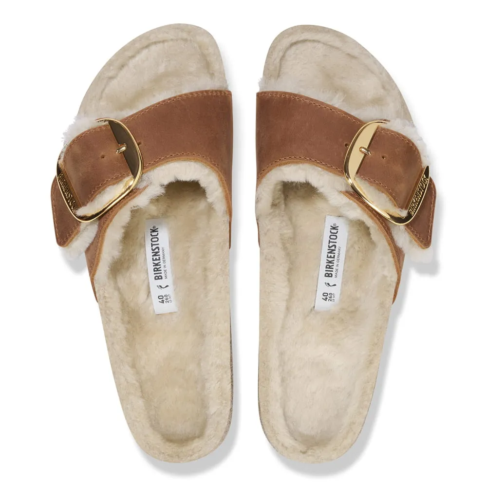Madrid Big Buckle Shearling Oiled Leather