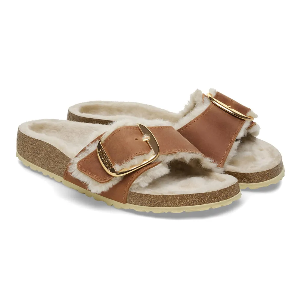 Madrid Big Buckle Shearling Oiled Leather