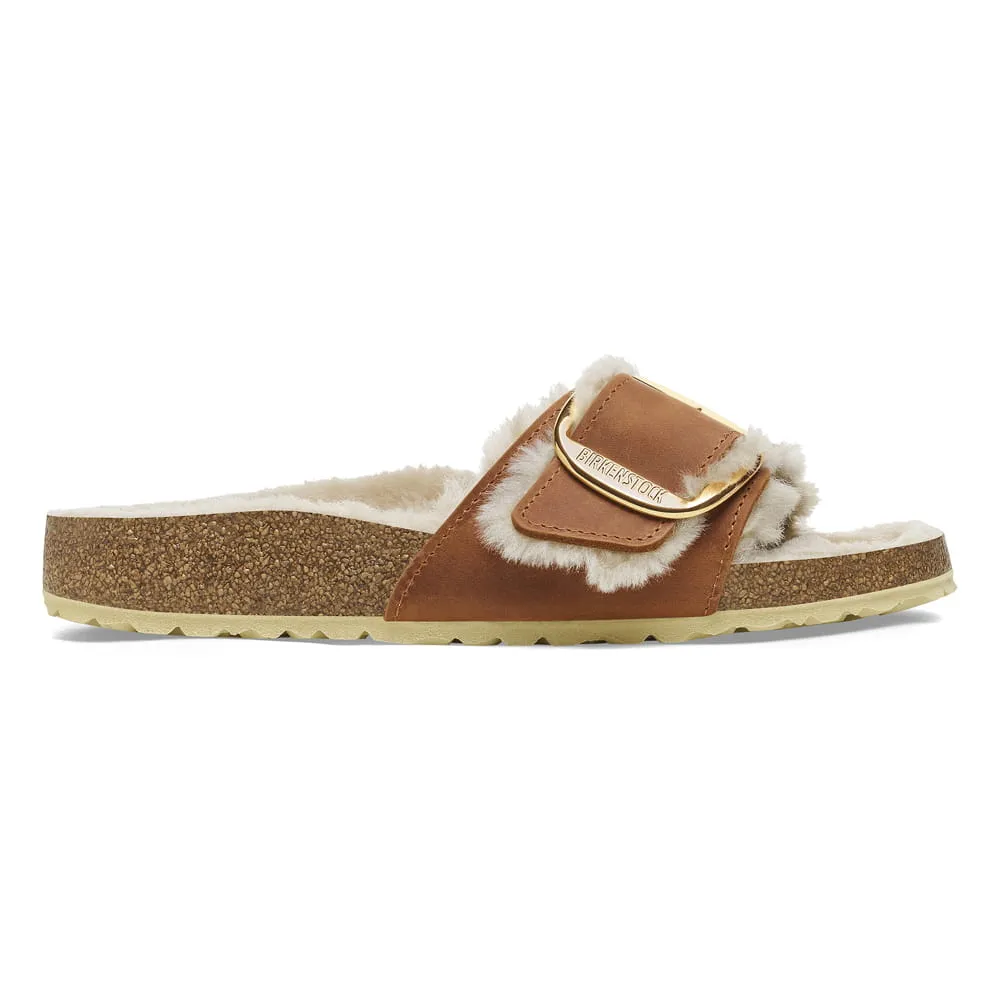 Madrid Big Buckle Shearling Oiled Leather