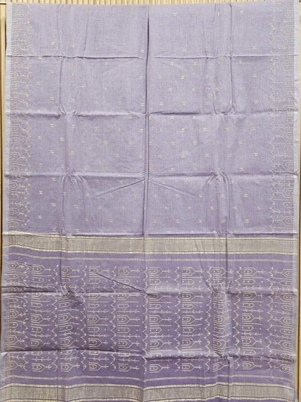 Mauve & Gold Cotton Jamdani Saree – A Handwoven Masterpiece by Balaram Saha