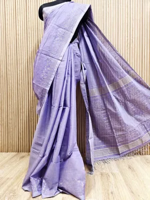 Mauve & Gold Cotton Jamdani Saree – A Handwoven Masterpiece by Balaram Saha