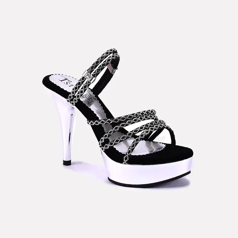 Melisand Black High Heel Slippers 0412124