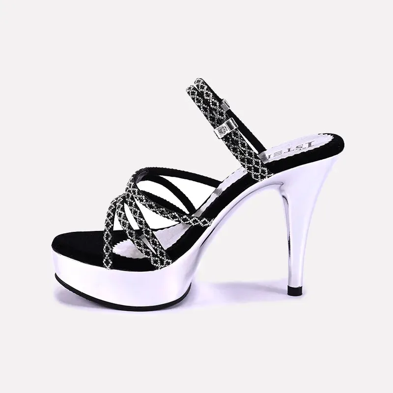 Melisand Black High Heel Slippers 0412124