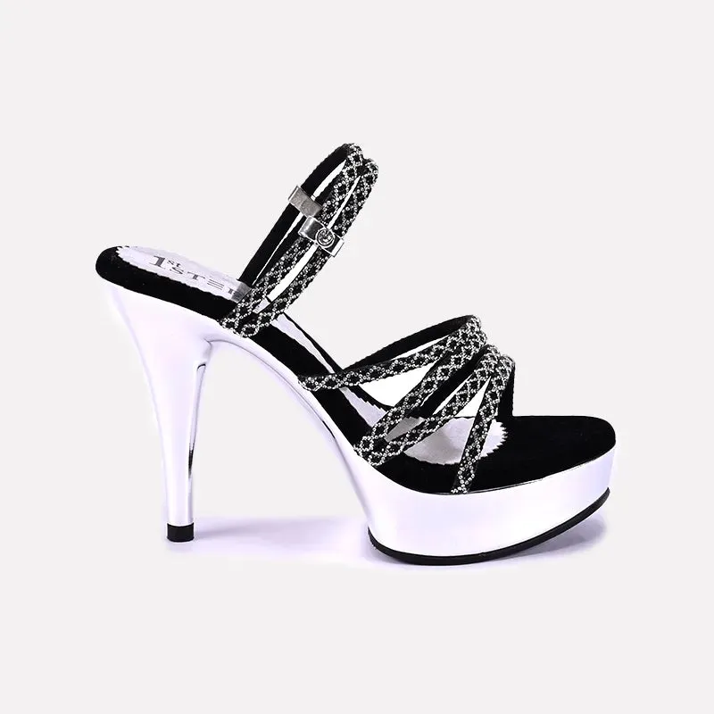 Melisand Black High Heel Slippers 0412124