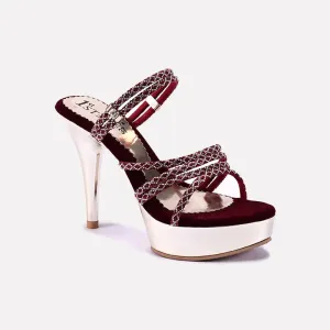 Melisand Maroon High Heel Slippers 0412124