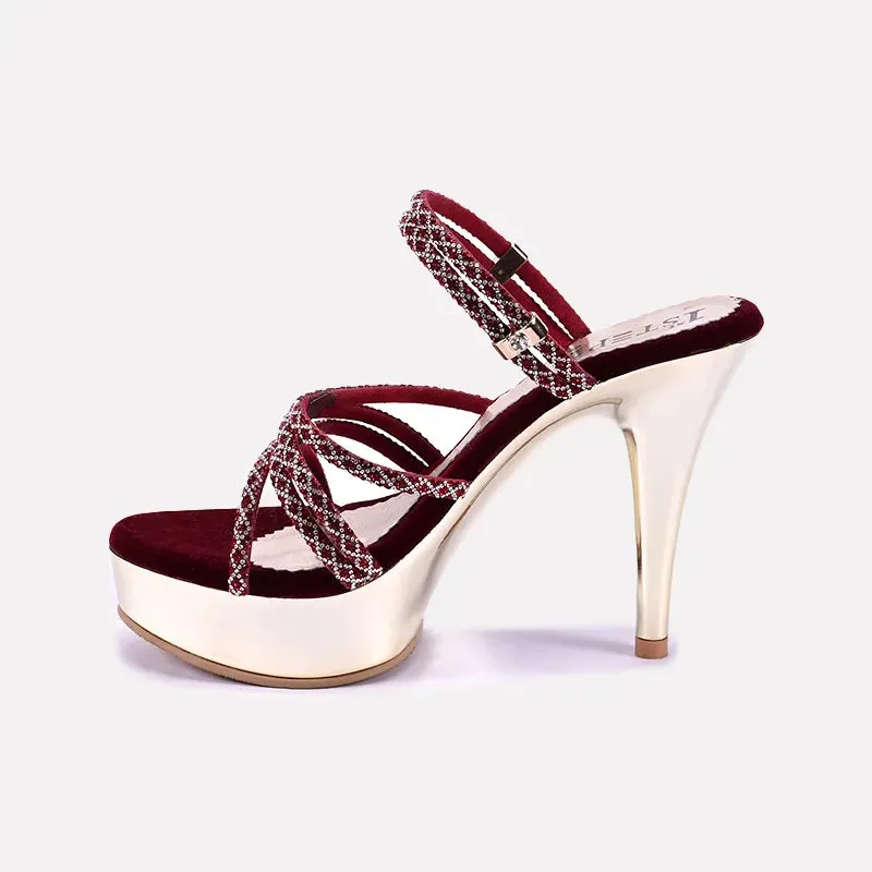 Melisand Maroon High Heel Slippers 0412124