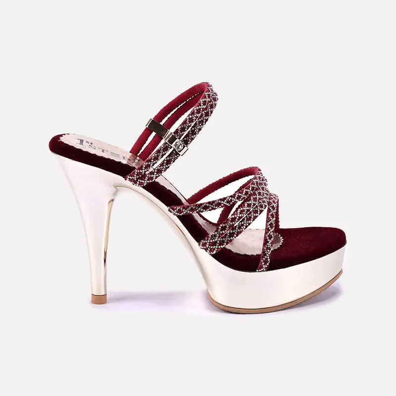 Melisand Maroon High Heel Slippers 0412124