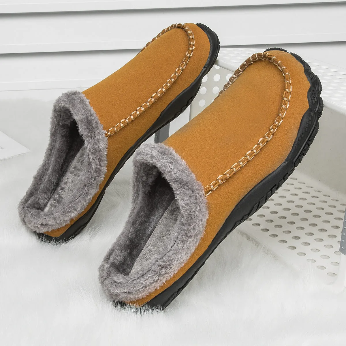 Men's Winter Warm Slippers Lightweight Anti-slip Cozy Fuzzy