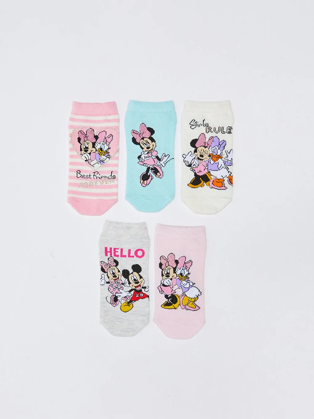 Minnie and Friends Patterned Girls' Booties Socks 5-pack