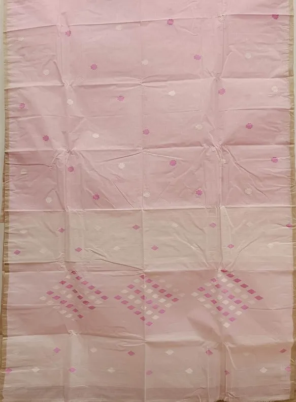 Modern Muse: Balaram Saha Presents Chic Handloom Jamdani Saree in Baby Pink & White