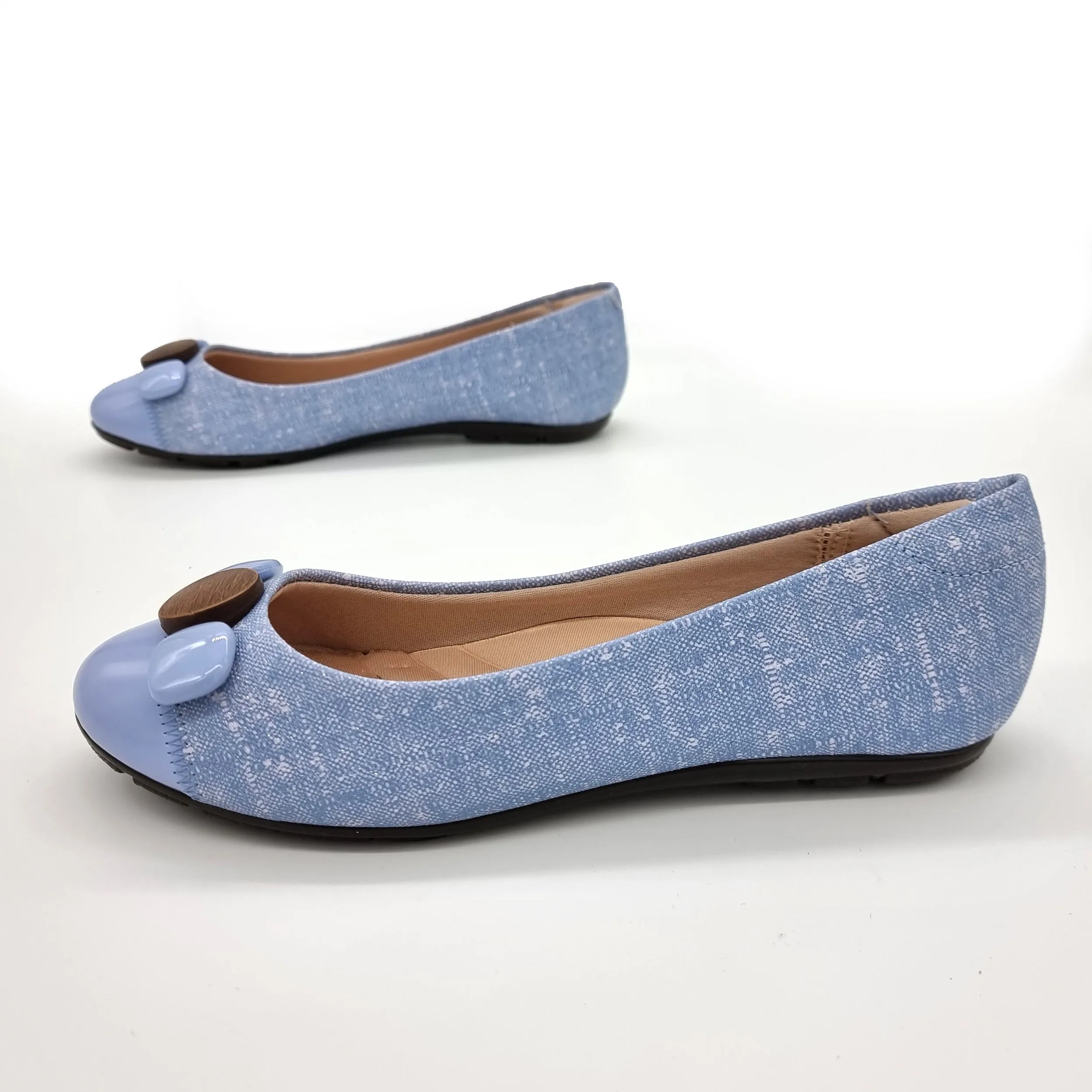 Moleca 5800-101 Round Toe Flat in Jeans