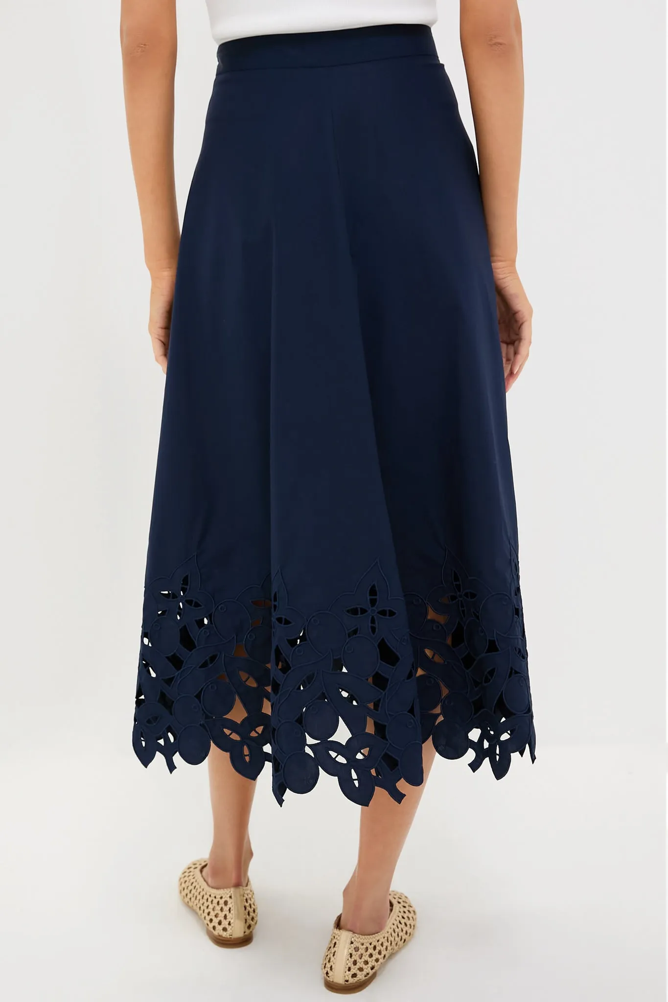 Navy Cotton Eyelet Caldwell Skirt