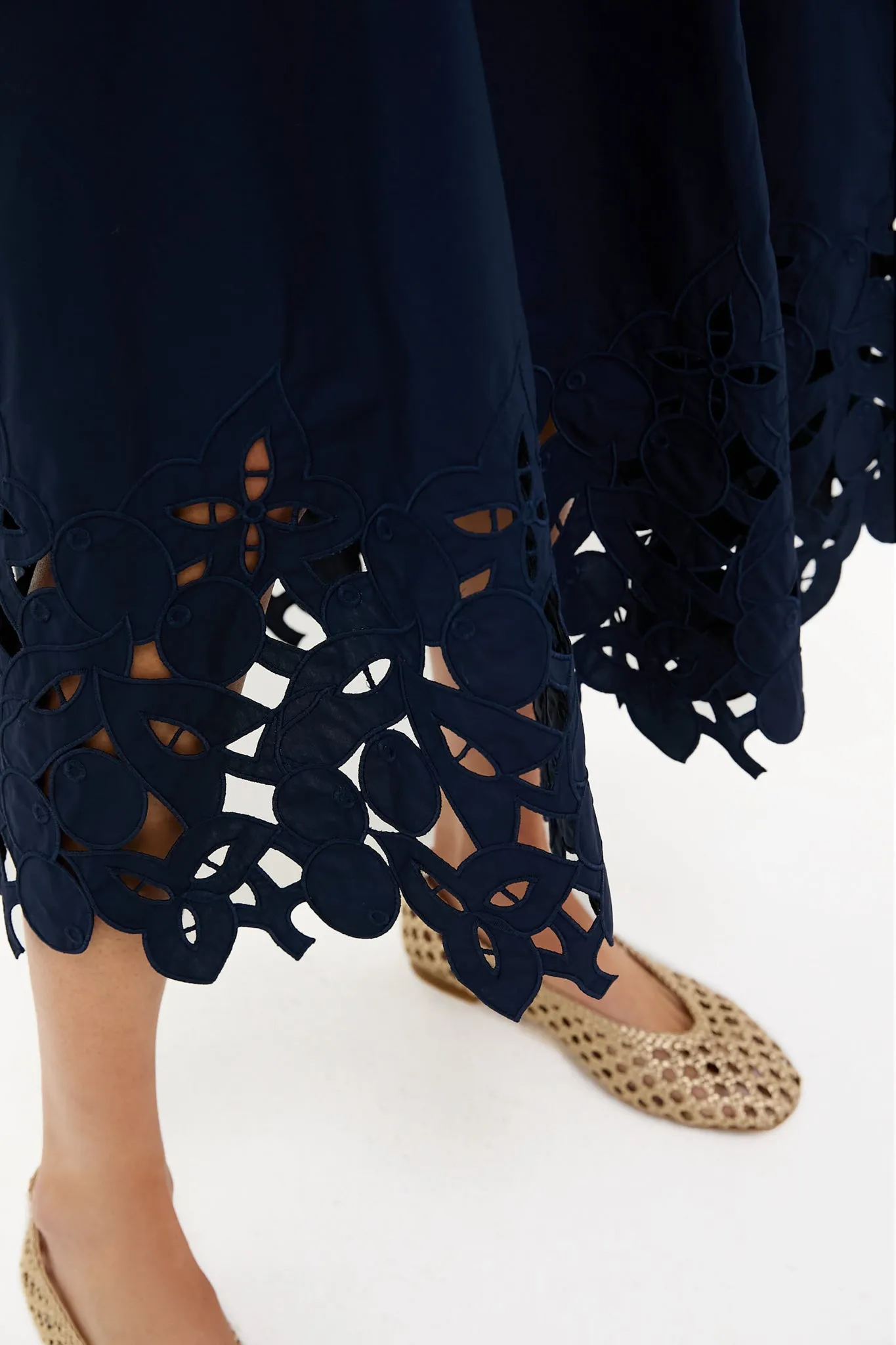 Navy Cotton Eyelet Caldwell Skirt