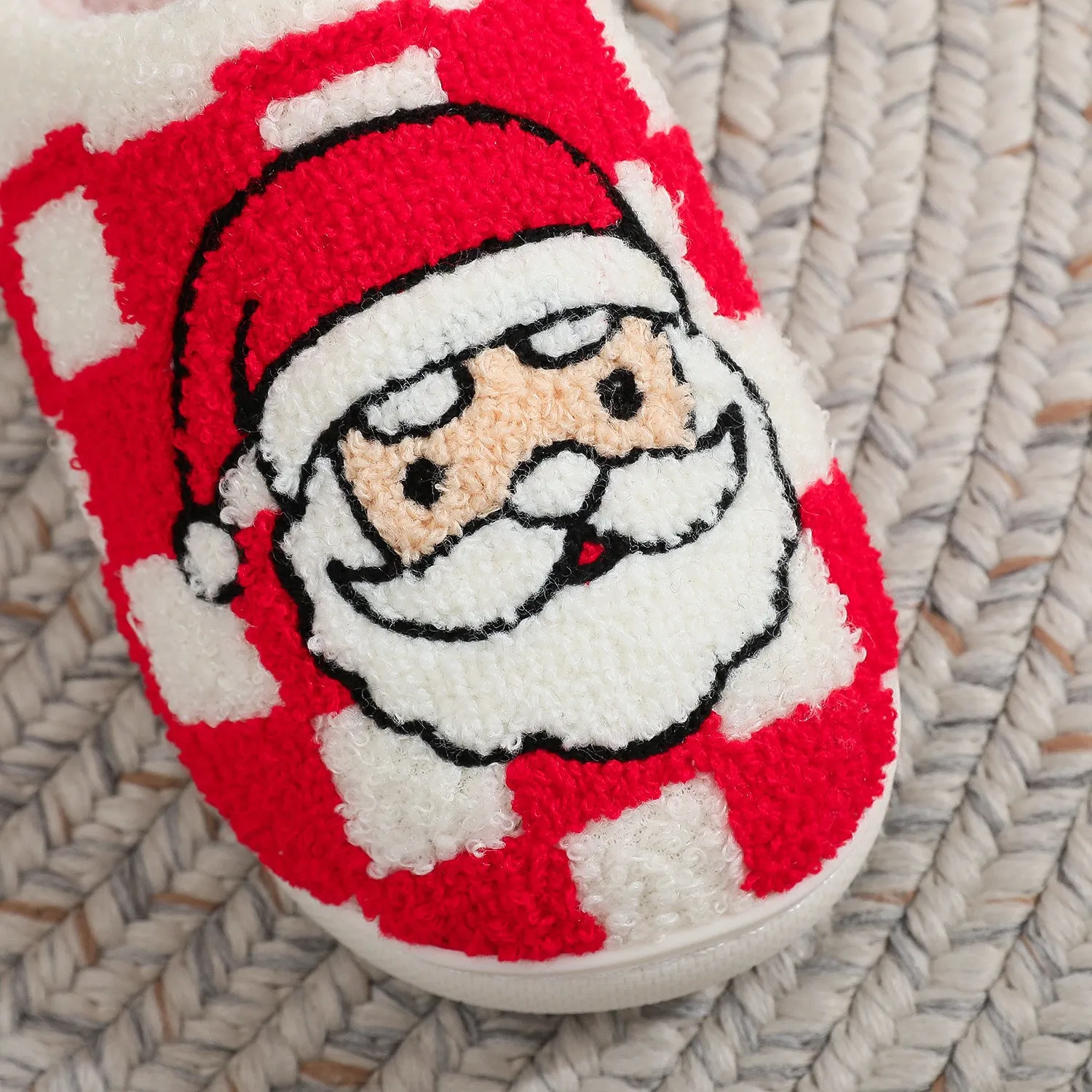 New Christmas Plaid Santa Claus Slippers Winter Indoor