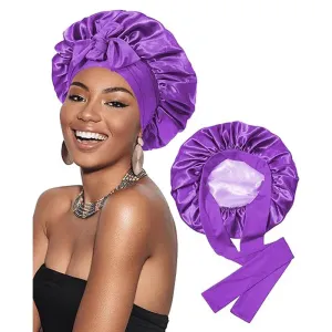 NEW Retails $50 Velanico Hair Bonnet, Silk Satin Hair Bonnet Sleeping Cap for Women, Soft and Comfortable Curly Hair Wrap Bonnet, PURPLE