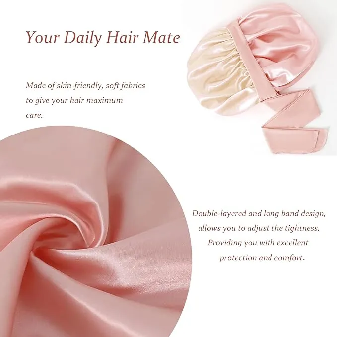 NEW Retails $50 Velanico Hair Bonnet, Silk Satin Hair Bonnet Sleeping Cap for Women, Soft and Comfortable Curly Hair Wrap Bonnet, PURPLE