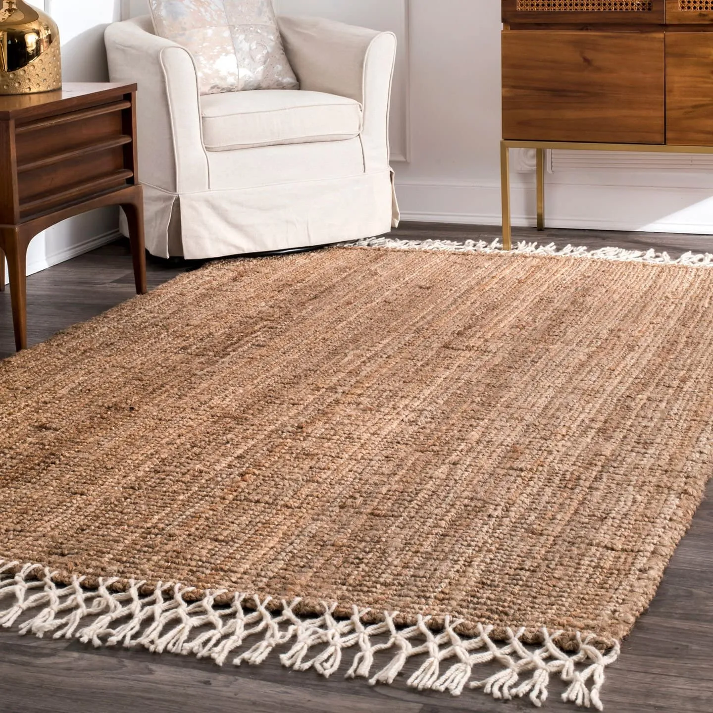 Nuloom 3' x 5' Hand Woven Jute & Wool Raleigh Rug in Natural!